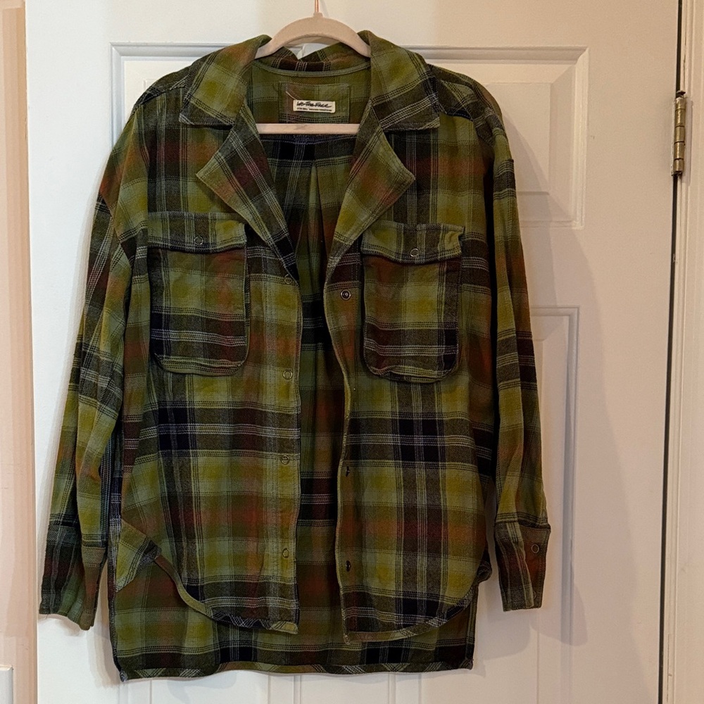 We The Free Plaid Button-Up Blouse - Green, Black, Red - Picture 2 of 6